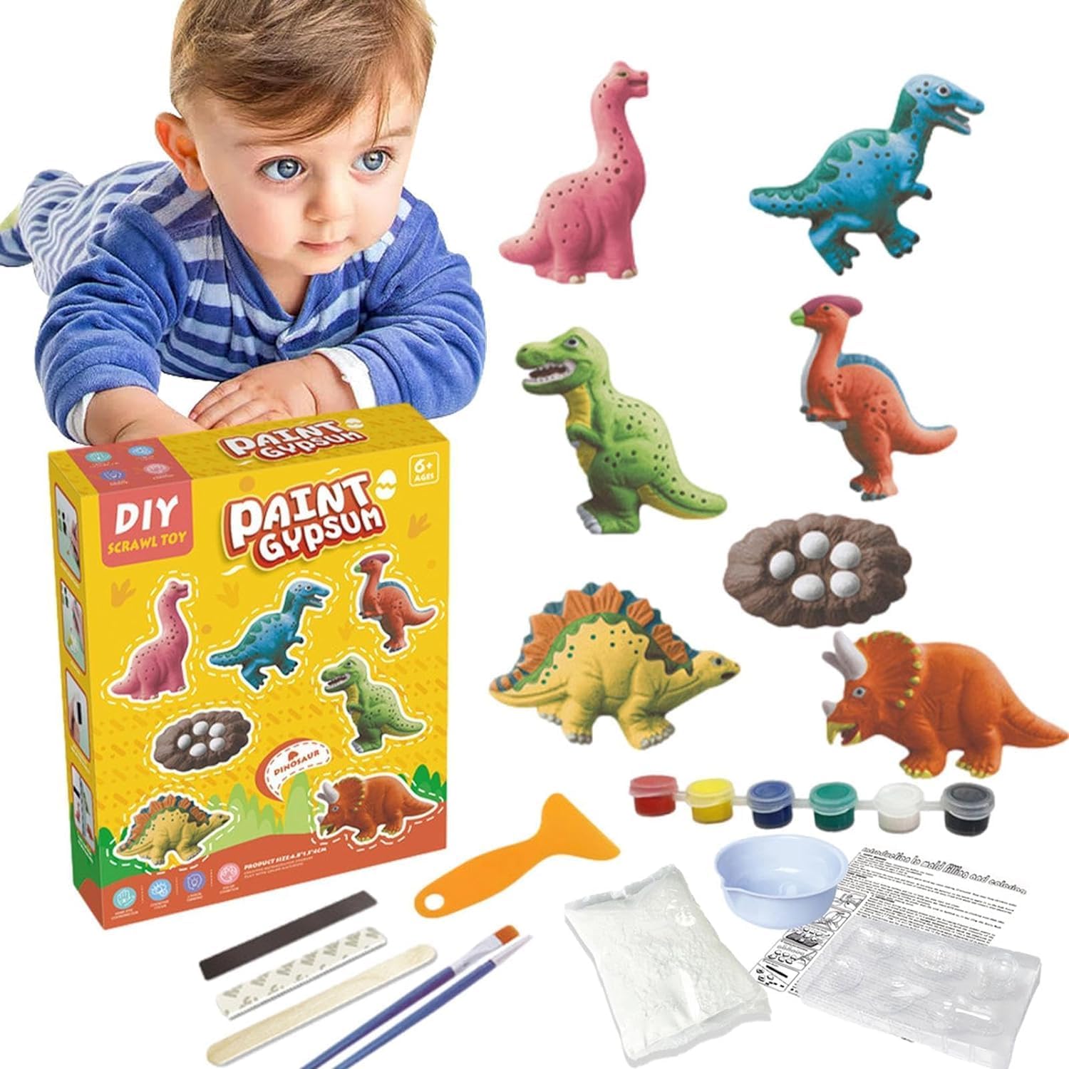 SAMVARDHAN DIY Gypsum Fridge Magnet Plaster Painting Kit for Kids, Mould and Paint Kits- Plaster Painting Art & Craft Set - (Dino) (B0CX9G3LKX) Amazon Price History, Amazon Price Tracker