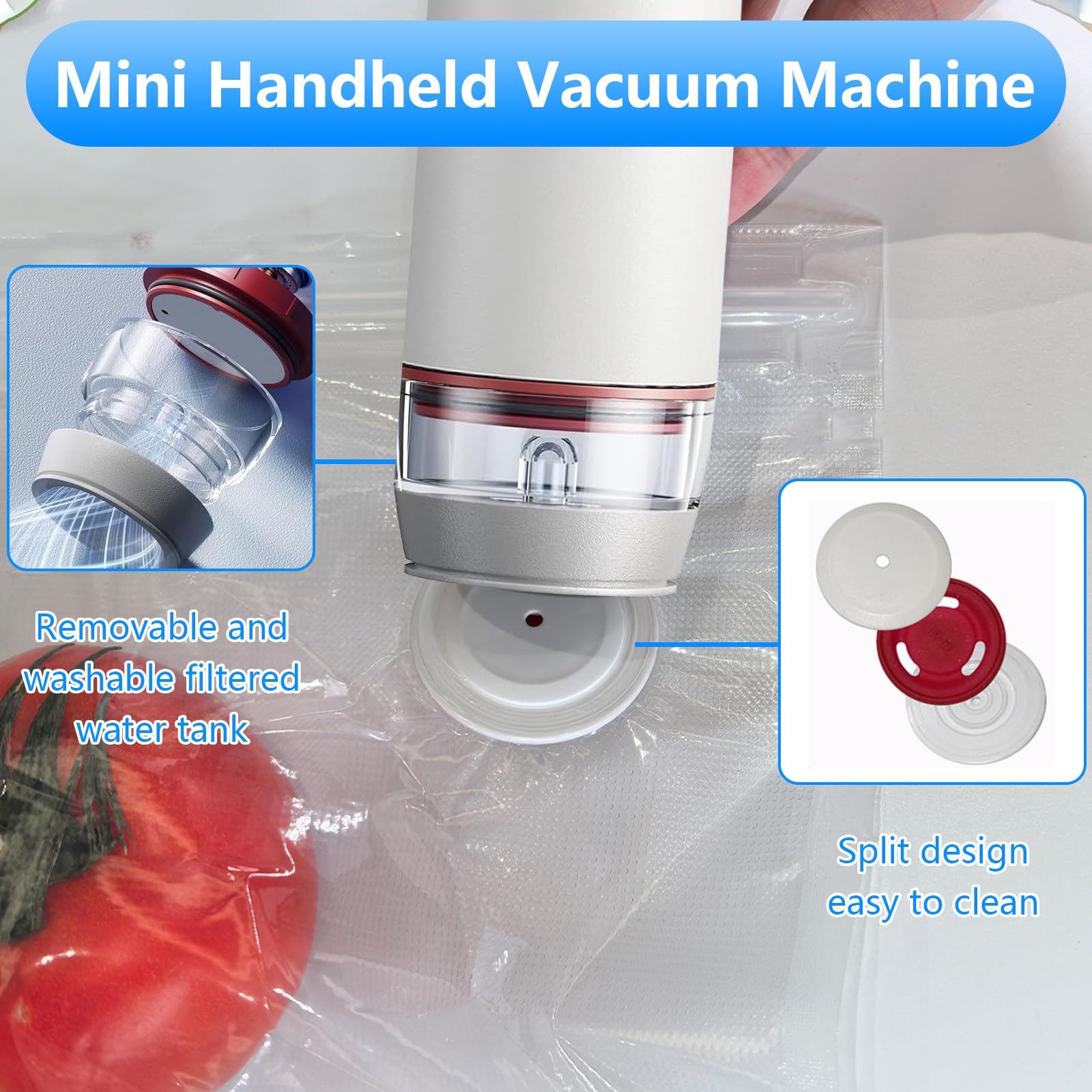Macchina Per Sottovuoto, Macchina Per Sottovuoto Con 30 Sacchetti Portatile Stick Per Sottovuoto Ricaricabile Cavo Ricarica USB Portatile E Compatta Ermetica Sigillatrice Per Alimenti A Prova Aroma