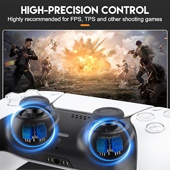 inRobert 4 Pack TMR Electromagnetic Joystick, Anti-Drift Sticks Repair Kit for PlayStation 5 Controller, TMR Joysticks Replacement Accessories Includes Thumbstick Caps(Blue)