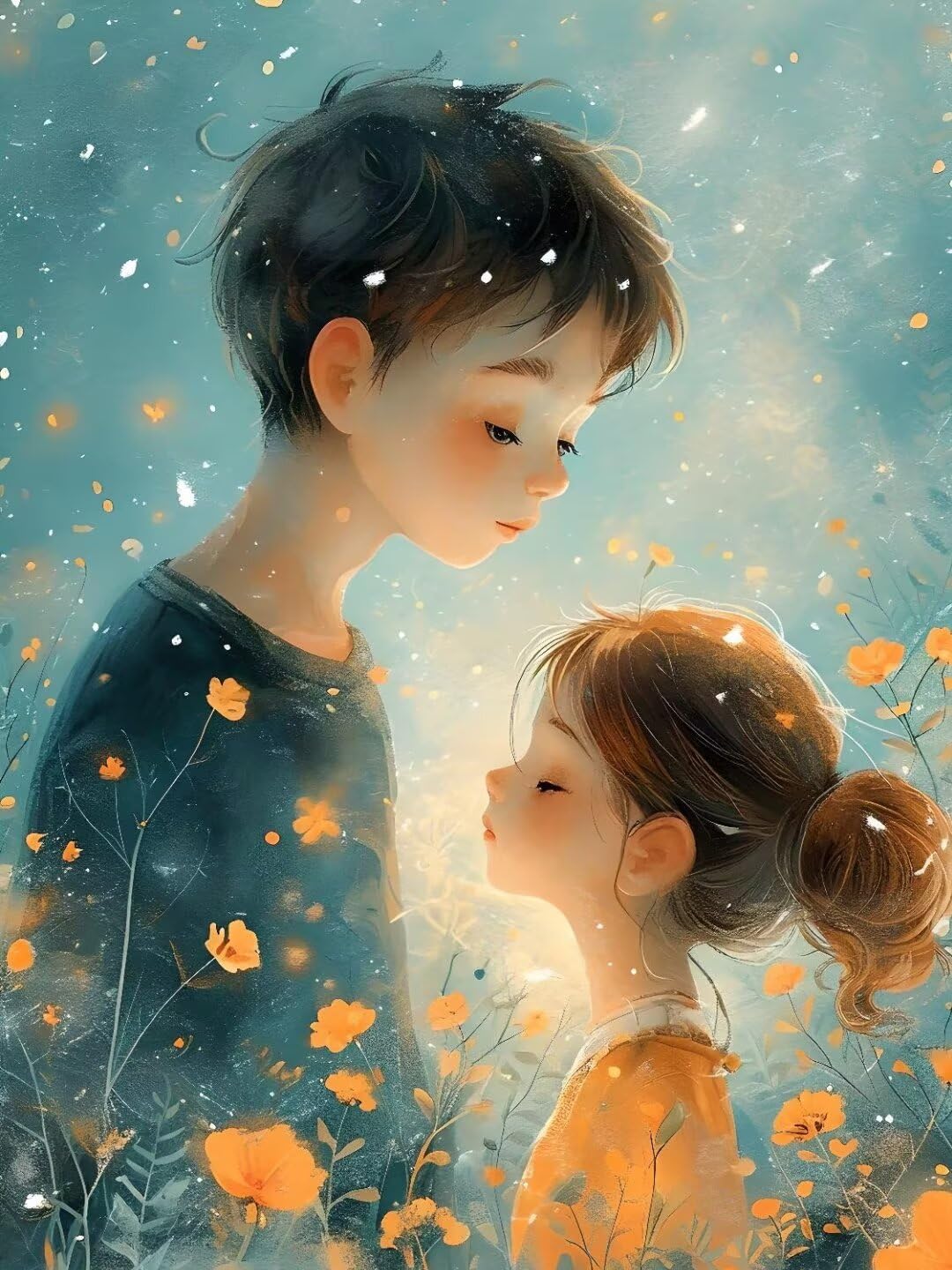 Pintura por Numeros chico de las flores Pintar por Numeros Adultos Niños, DIY Paint by Number Kit con Pinceles y Pinturas Acrilicos, Cuadros por Numeros, Decoración para el Hogar 100x70cm w-1758