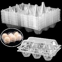 Vista 1 de HOIGON Paquete de 120 cajas de huevos de 6 unidades, apilables, media docena de huevos a granel para cocina, refrigerador, mercado, almacenamiento
