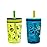 Zak Designs Kelso Toddler Tumblers Benefiting St. Jude, For Travel or At Home, 15oz 2-Pack Durable Plastic Sippy Cups With Leak-Proof Design is Perfect For Kids (Space and Smiles)