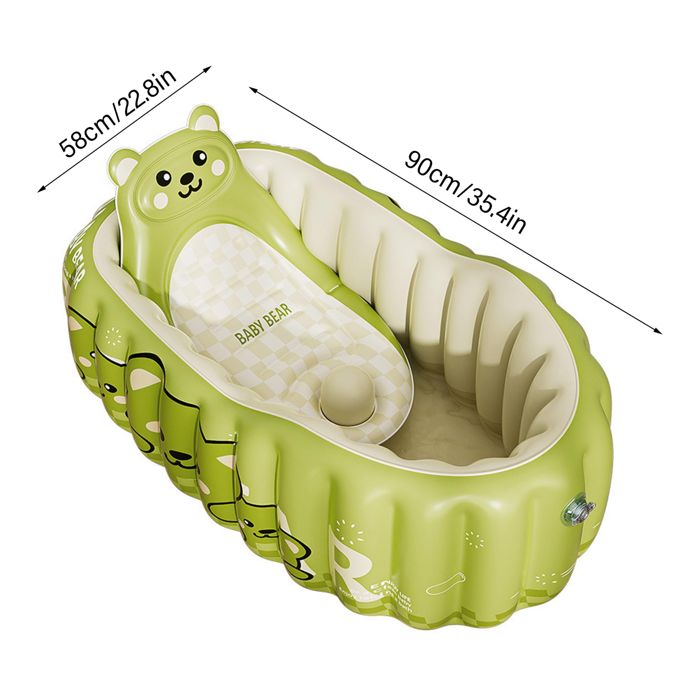 Aufblasbare Babybadewanne, tragbare Kleinkindwanne mit Handpumpe – sicherer Halt für Neugeborene. Grüne Badematte im Lieferumfang enthalten