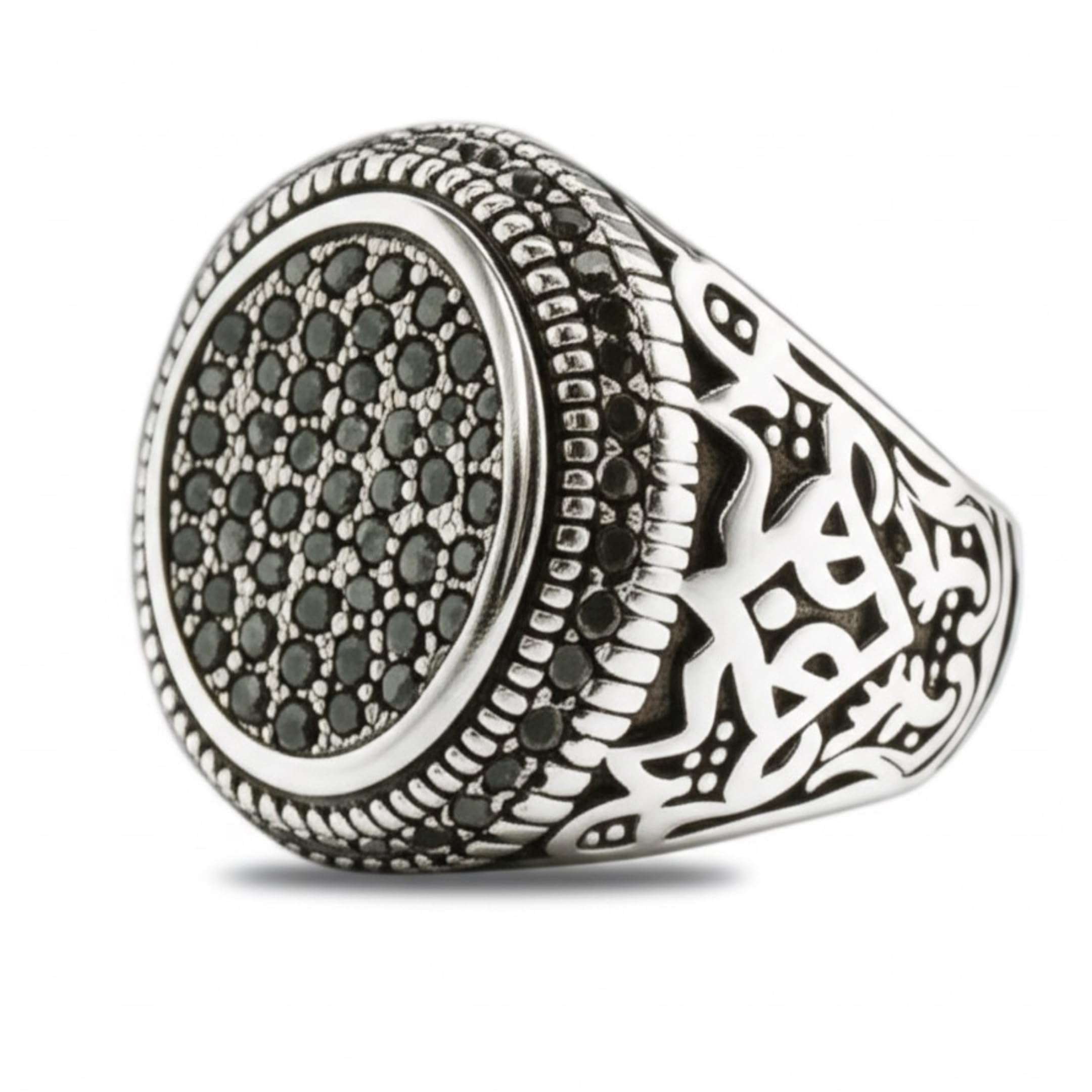 Royal Series - MIDNIGHT CREST RING - Pure Stainless Steel Men’s Steel-Plated Ring – Statement Luxury Jewelry (Size : 16-21-26)