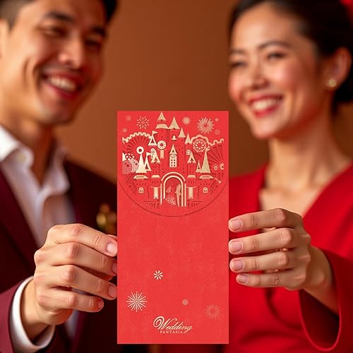 Vista 19 de Paquete de 20 sobres de dinero de boda para regalos en efectivo, sobres de papel de aluminio dorado y corte láser con diseño floral para dinero