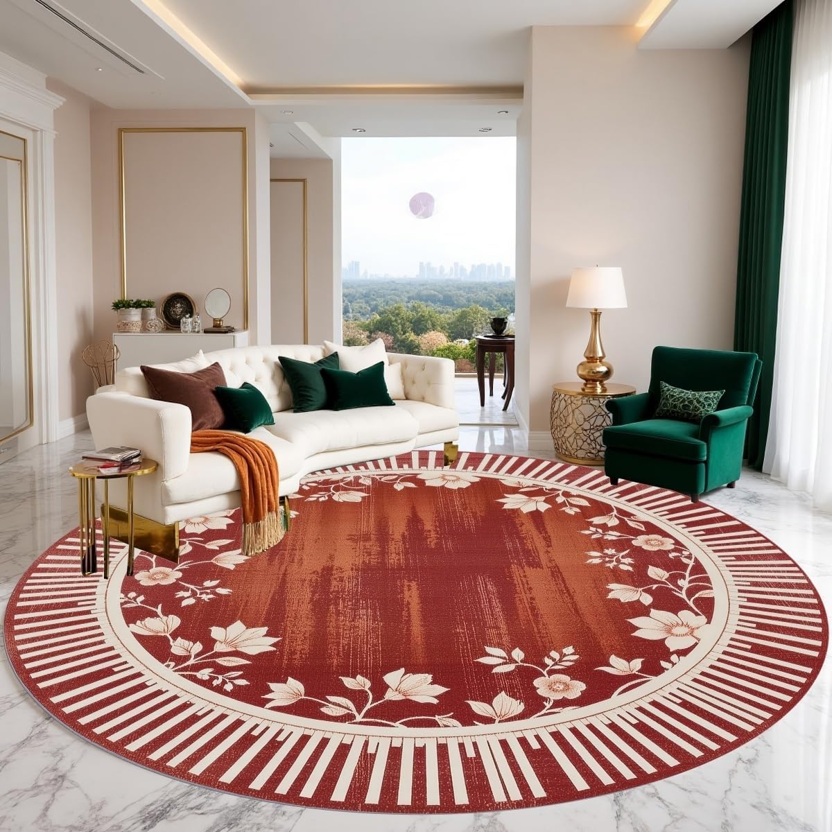 Amazon.com: Rust Brown Beige Vintage Distress Texture Floral Pattern ...