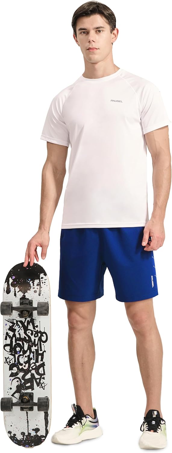 Men's Athletic Running Shorts Quick Dry Lightweight Tennis Gym Workout 7 inch Basketball Shorts for Men 3 Zipper Pockets - Image 3