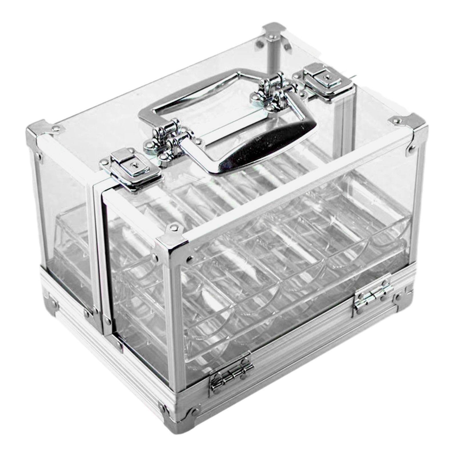 Portafichas acrílico de Gran Capacidad con bandejas para fichas. Ideal para Fiestas en Casinos y Juegos de Cartas. Bandeja para Colocar Las fichas fácilmente. Estuche acrílico para