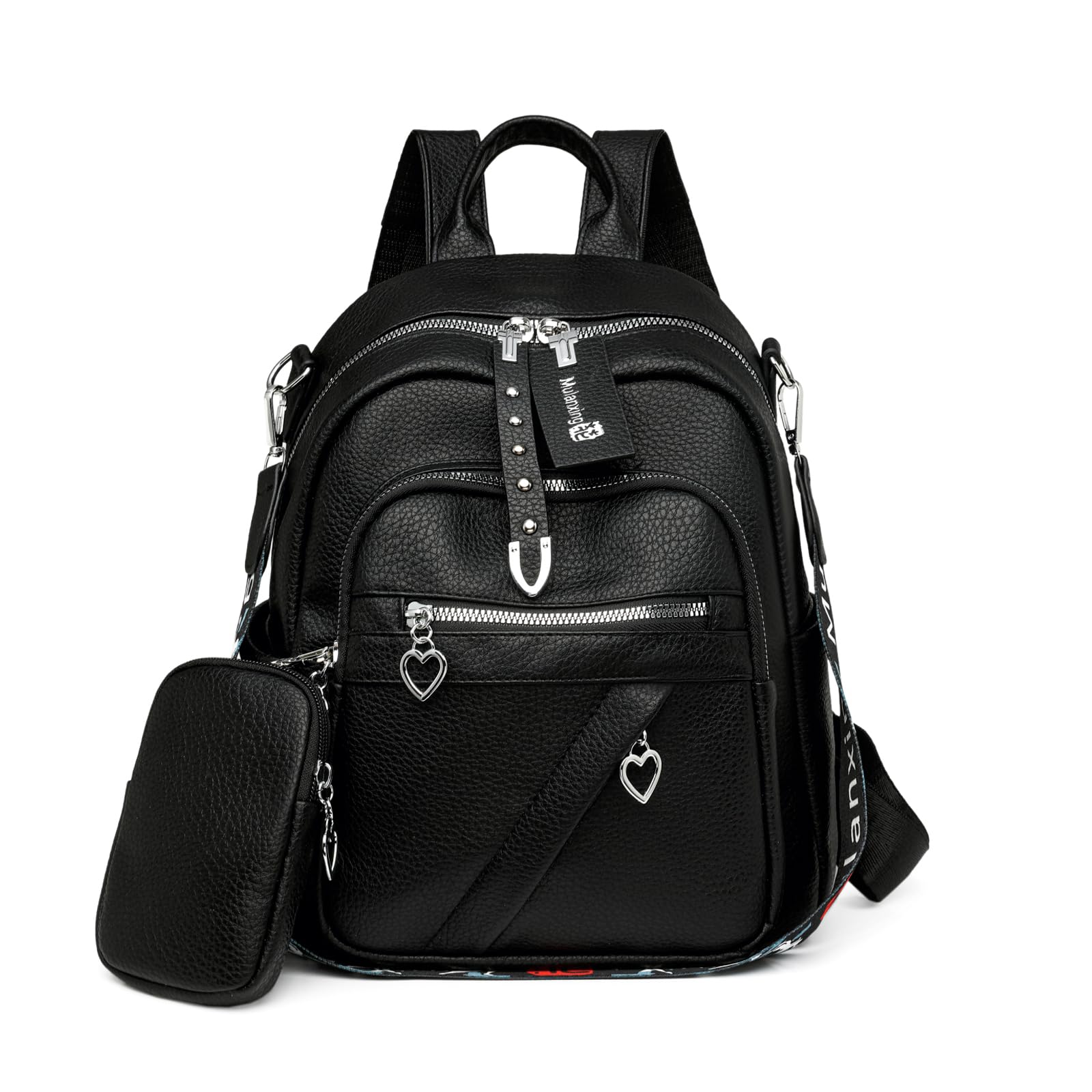 JANSBEN Leder Rucksack Damen Klein, Elegant Cityrucksack Modern Anti-Diebstahl Tagesrucksack Backpack Women Wasserdicht Mini Damenrucksack 2 in 1 für Lässig Schule Reise Arbeit