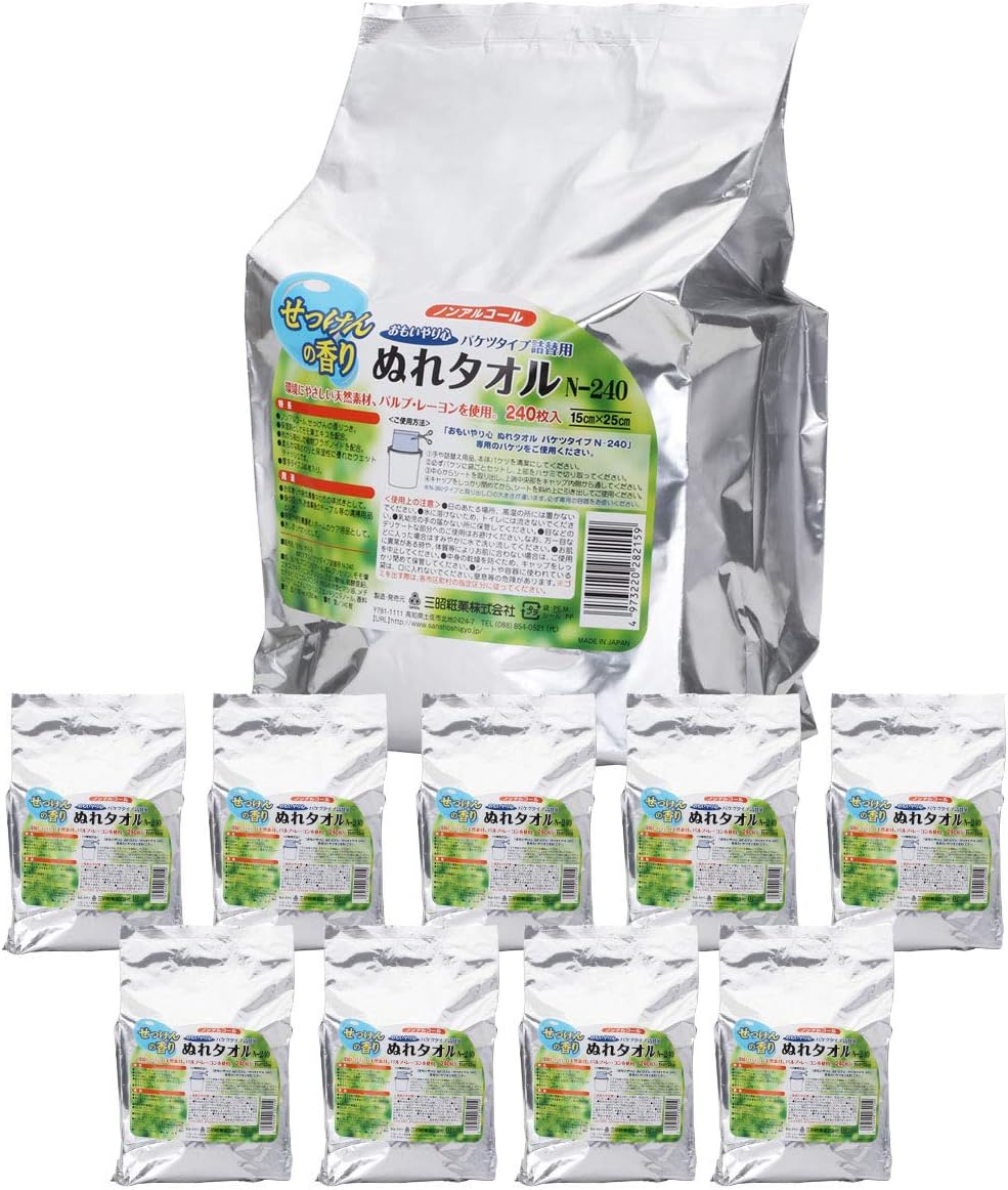 Amazon おもいやり心 ぬれタオル N 240 詰替え 15 25cm 240枚入 10ケース入 介護タオル 清拭タオル ウェットタオル 濡れタオル 使い捨てタオル ディスポタオル ボディタオル 体拭き からだふき 介護 大判 使い切り タオル 国産 業務用 セブンエステ 清