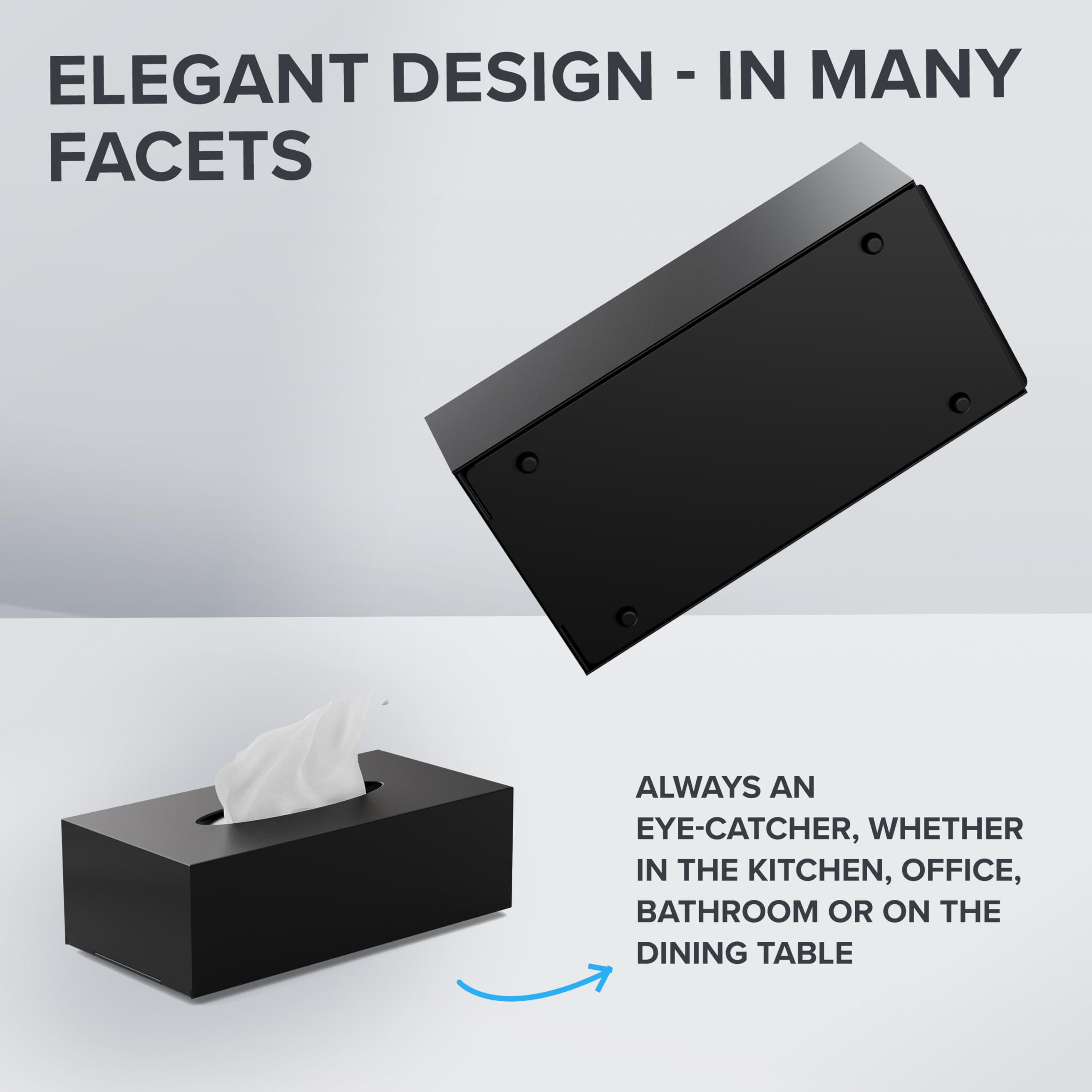 ovimar Tissue Holder Gronnoya in black, is rectangular shaped and usable as a makeup organiser, 12,1 x 23,7 cm (HxW) - Image 4