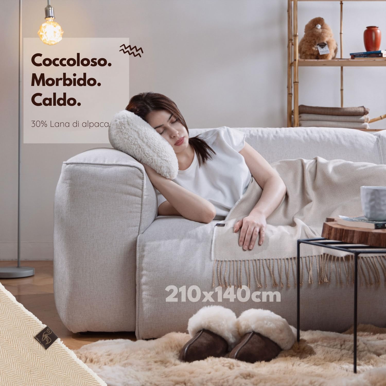 Coperta Divano Coperta In Lana Di Alpaca E Merino 140x210 Cm