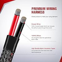 Vista 5 de Nilight Kit de arnés de cableado Nylon 16 AWG 2 cables 12V Interruptor de manillar de motocicleta encendido y apagado, fusible de hoja de relé