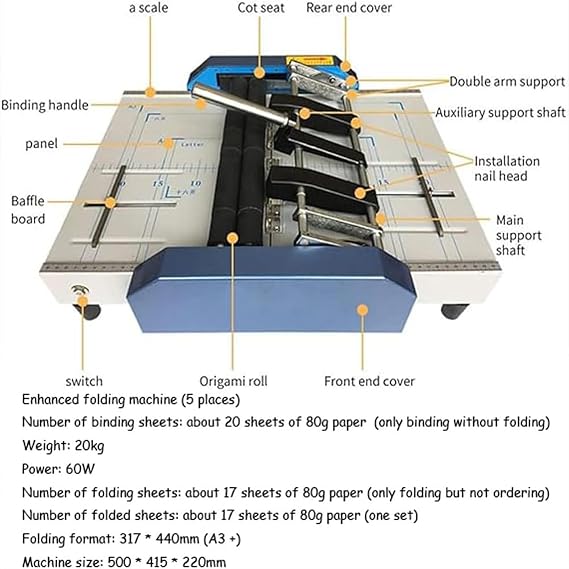 Electric Paper Book Stapler Creaser,Booklet Maker A3 Paper Folder Stapler Machine, MAX 11.716.5 Book Binding Folding Stitch, for Factory School Home Church