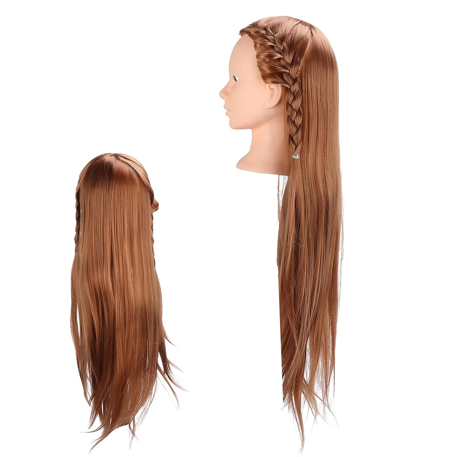 ZJchao Mannequin Head With Hair, Long Light Brown Cosmetology Mannequin Head Styling Training Manikin With Stand for Cosmetology Training