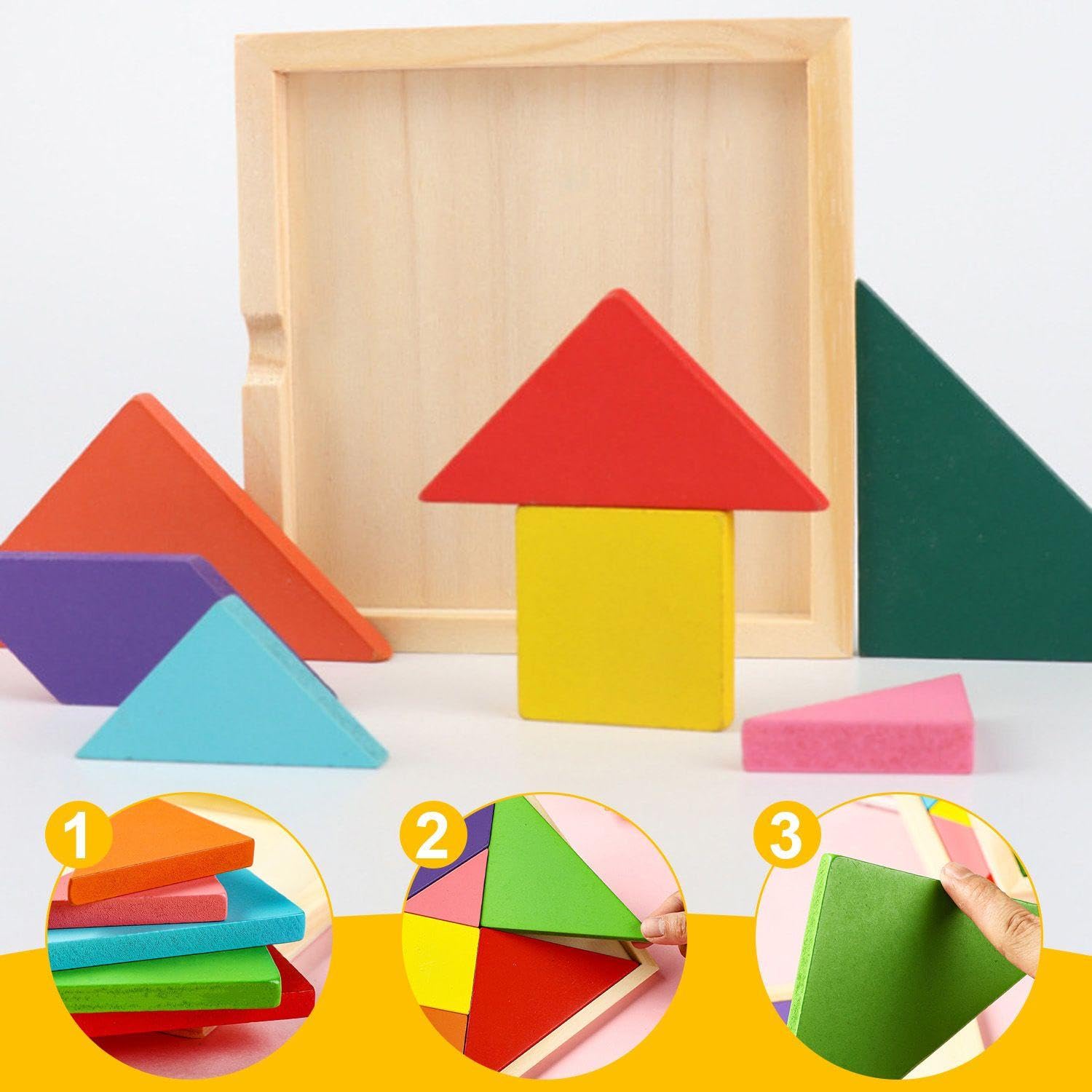 OODJVN 11 Pieces Of Dinosaur Magnetic Train Building Blocks And 1 Set Of Tangram, Early Childhood Education Toys - Image 4