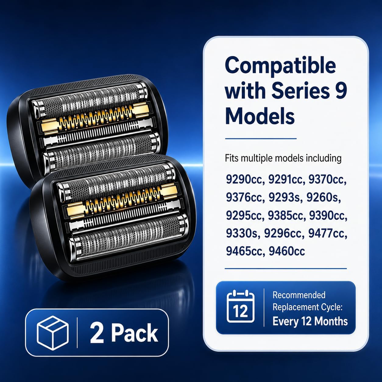 92B Replacement Shaver Head Compatible with Braun 9 Series Foil Shaver