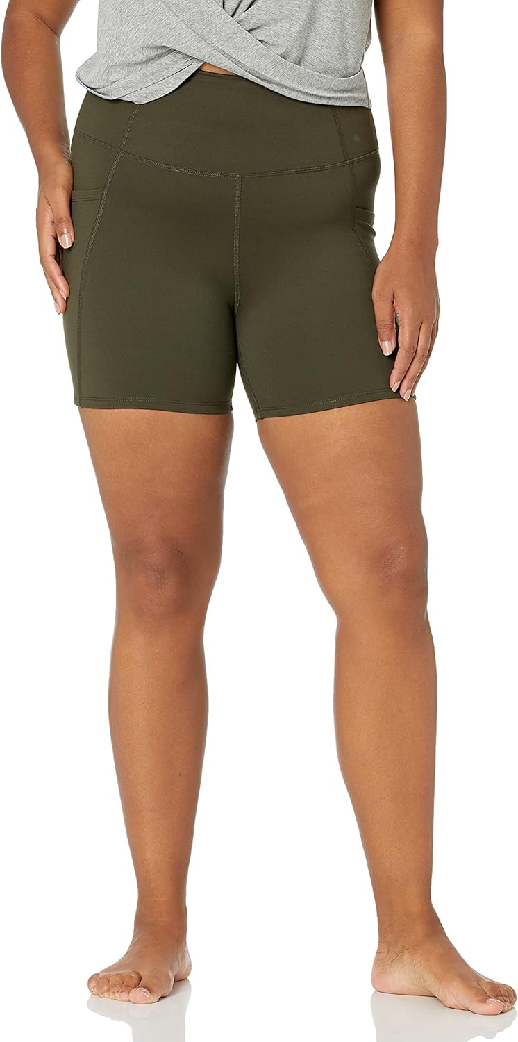 Core 10 Women's All Day Comfort Slim-Fit High-Waist Side-Pocket Booty Yoga Short