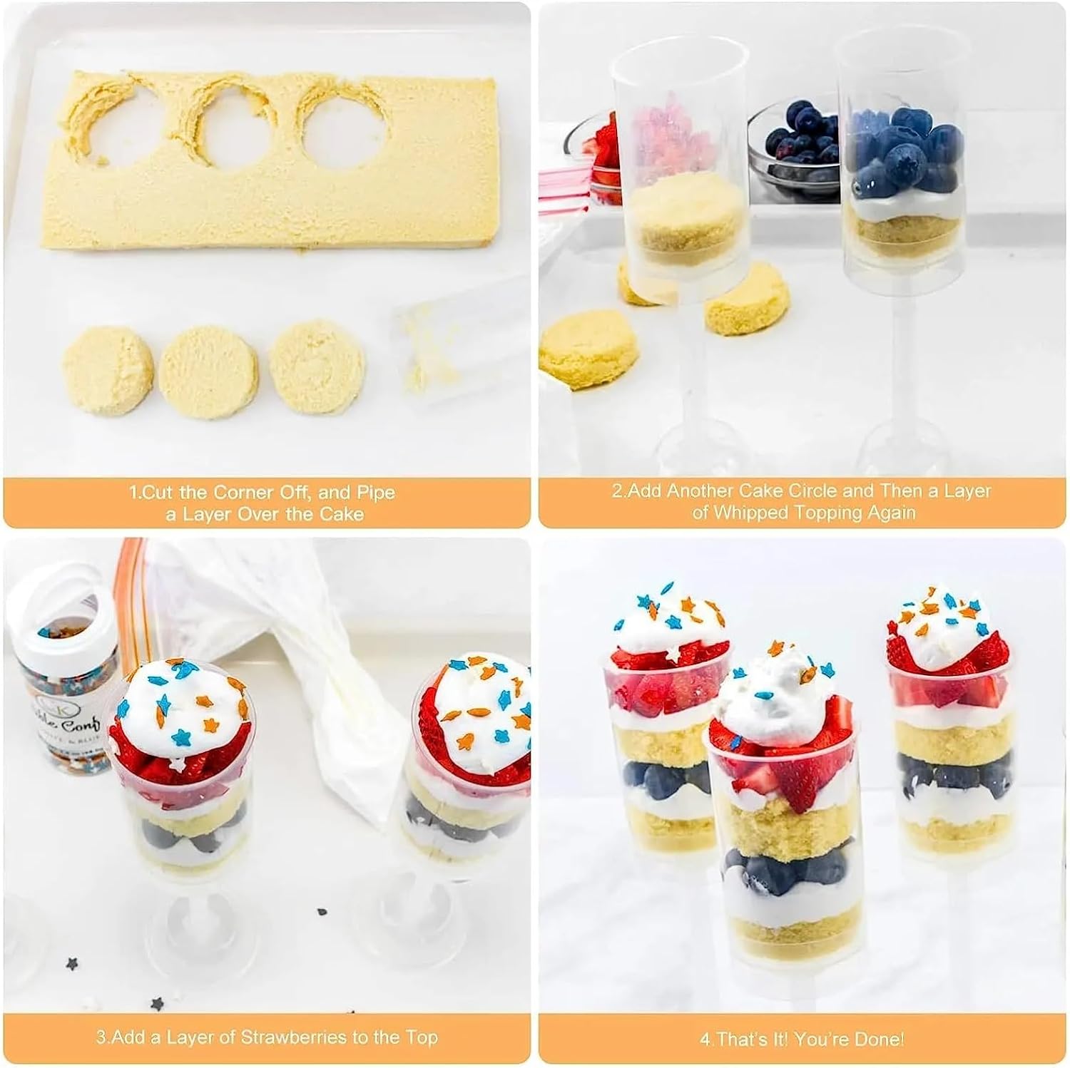 Plastic Push-Up Cake Container 40 Piece Set Of Round, Transparent Cake Molds, Suitable For Making Push-up Cakes.