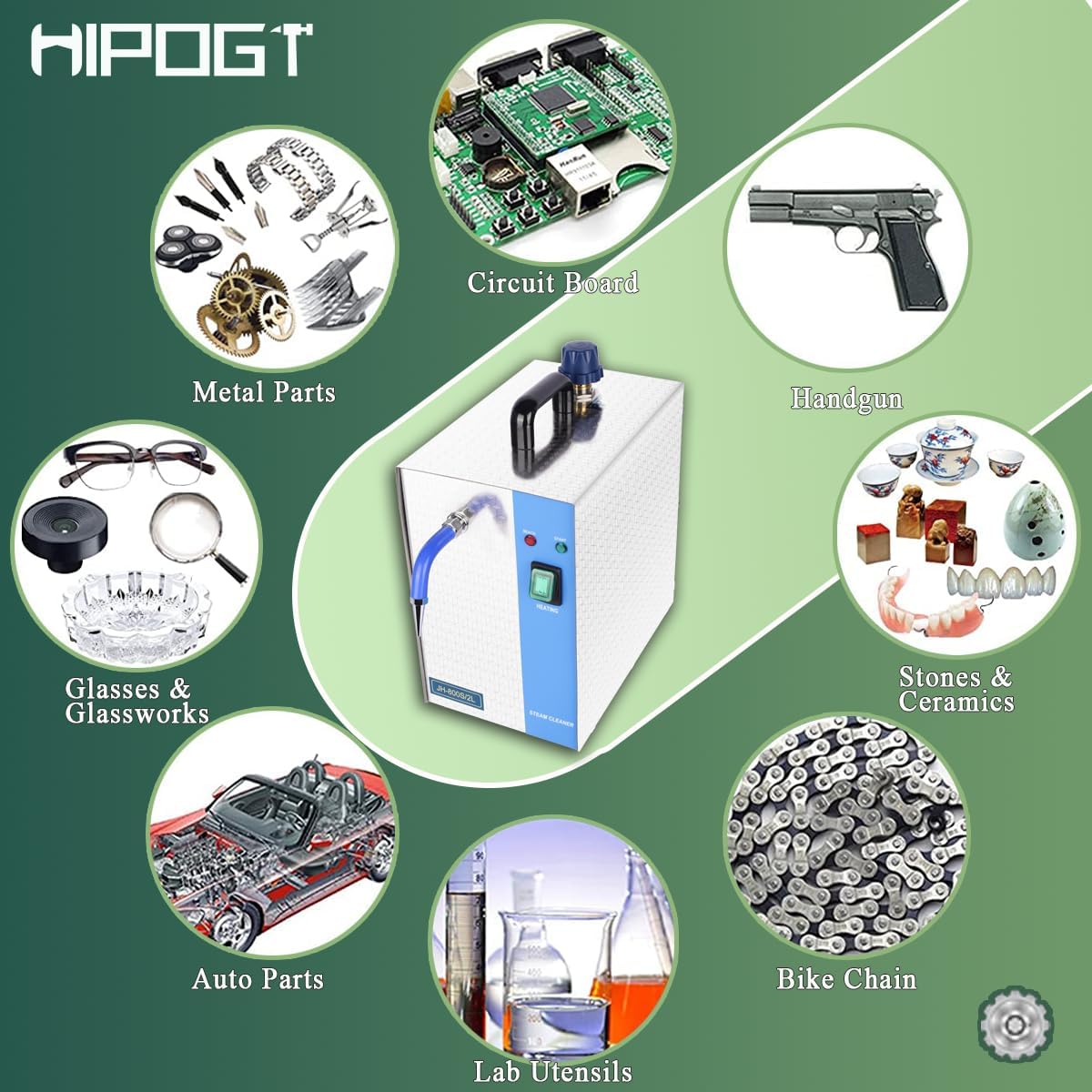 Jewelry Cleaner Steam Cleaning Machine with Heater for Coins,Small Metal Parts,Record,Circuit Board,Daily Necessaries,Lab Tools,etc(1300W, 2L, 110V)