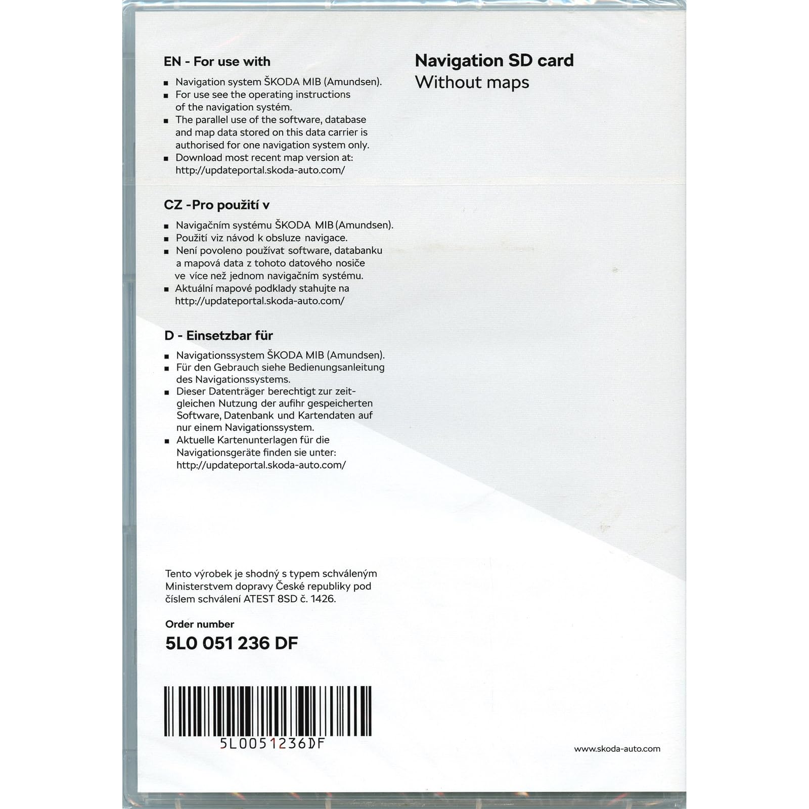 Skoda 5L0051236DF - Scheda di memoria SD da 32 GB, solo per browser MIB1/MIB2 Amundsen/Columbus, schede di navigazione non incluse