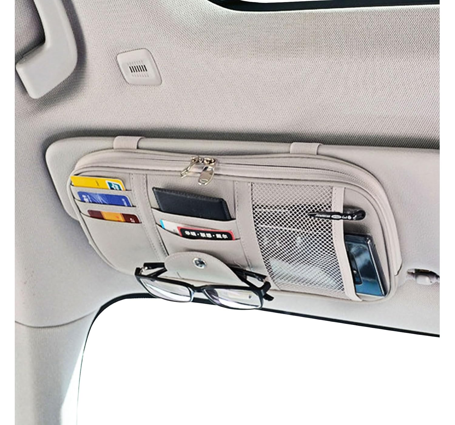 Da by Car Sun Visor Organizer Multi-Pocket Visor Organizer Storage Pouch for Cars SUVs Trucks with Double Zippers