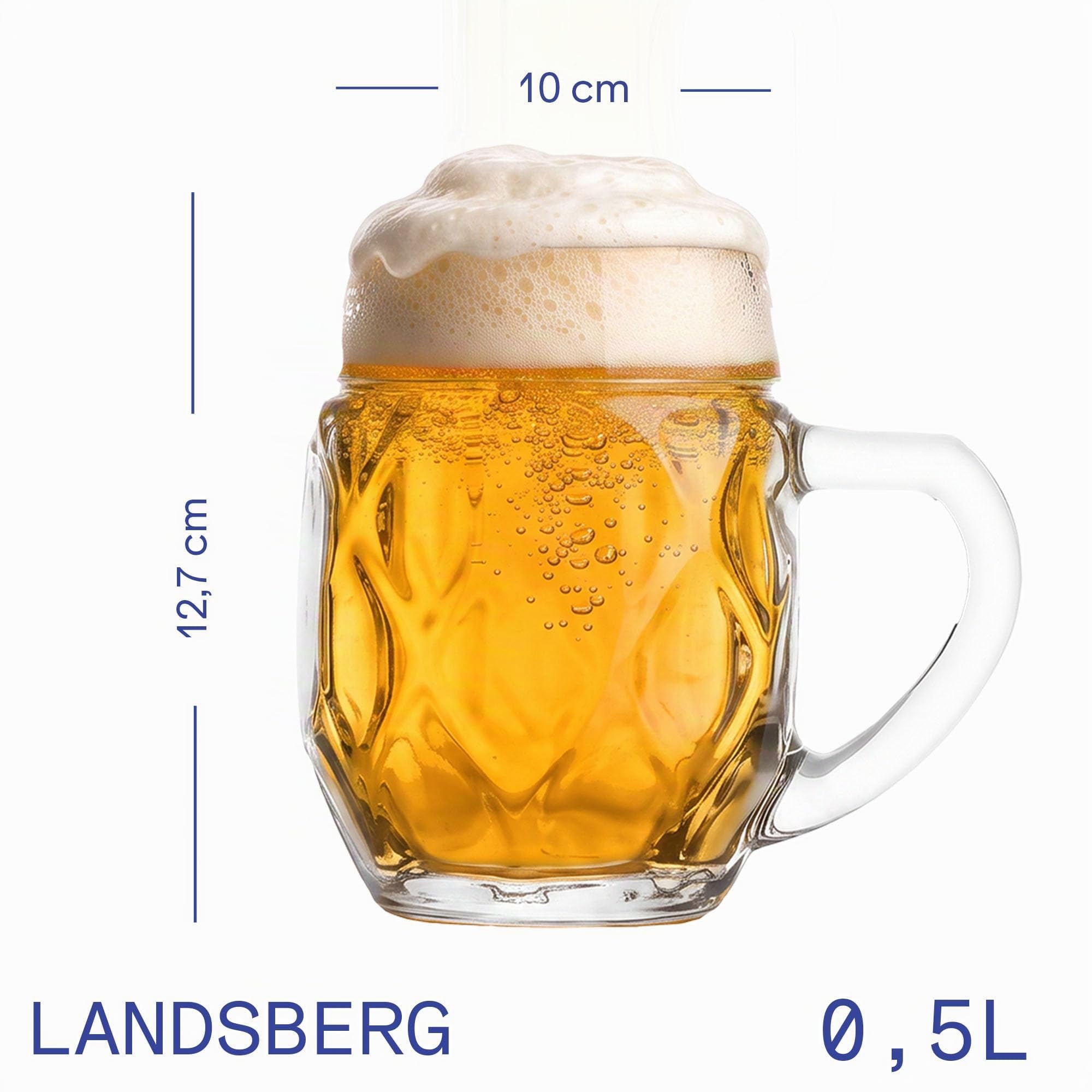 Oberglas Landsberg Bierkrug Soda-Lime-Glas 500 ml, 6er-Set