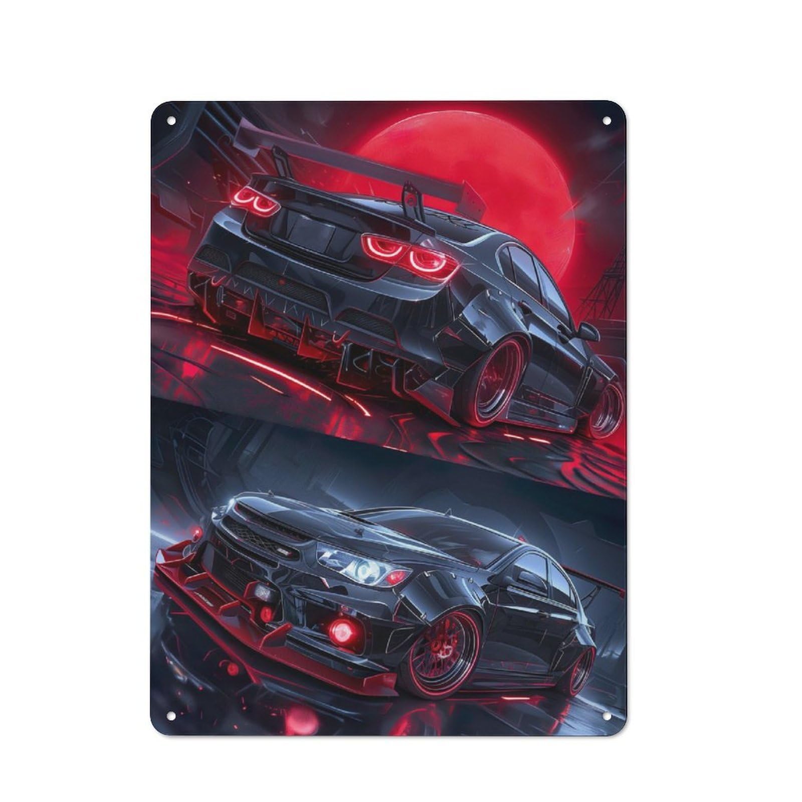 Junmoney Black Beauty In Red Moon 40X30cm Vintage Metal Plaque With For Garage Or Workshop, A Christmas Gift For People Styling Garage And Workshop