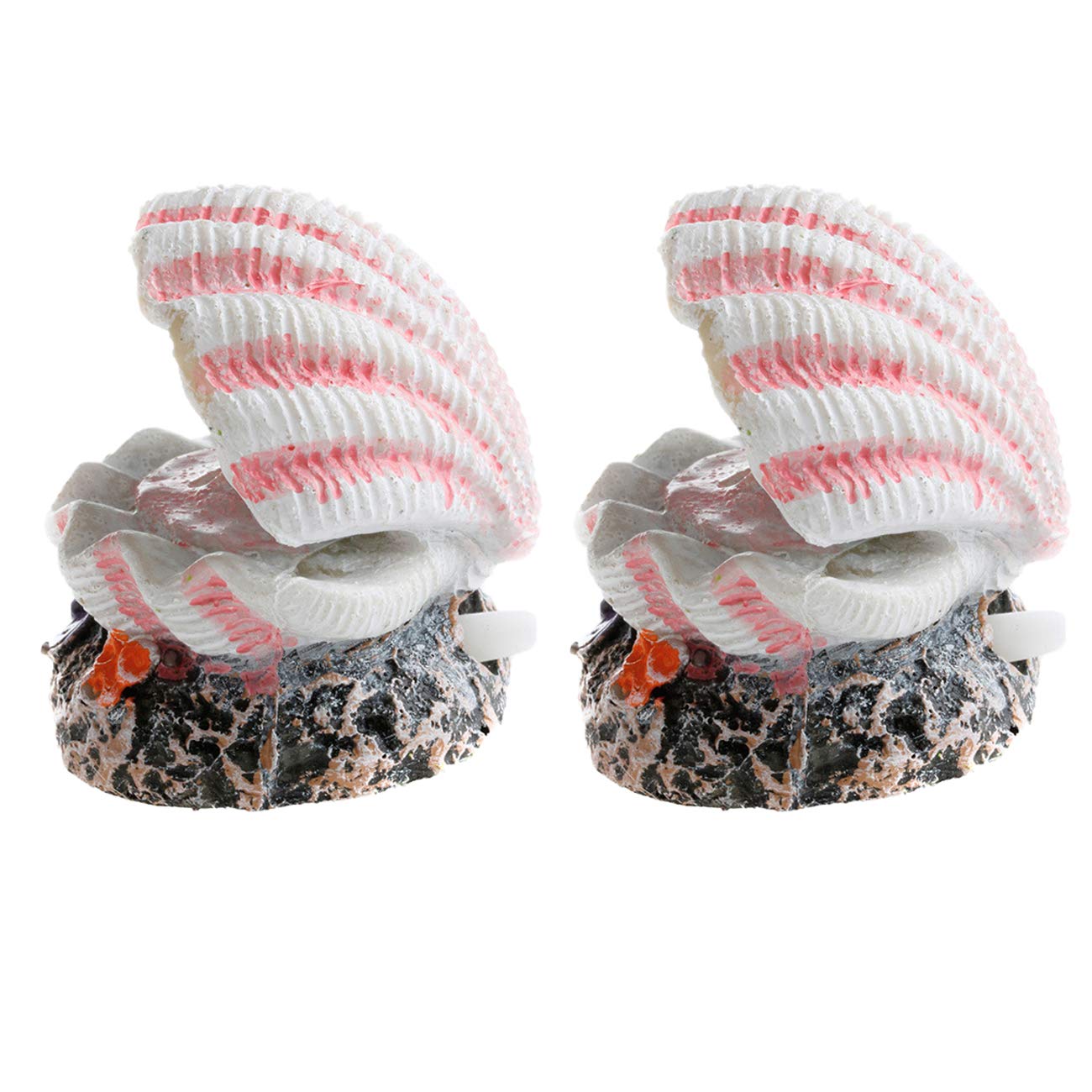NA 2 Pcs Fish Tank Shell Pearl Bubble Stone Air Stone Resin Sea Shell Decoration for Aquarium Underwater Landscape Crafts Decoration