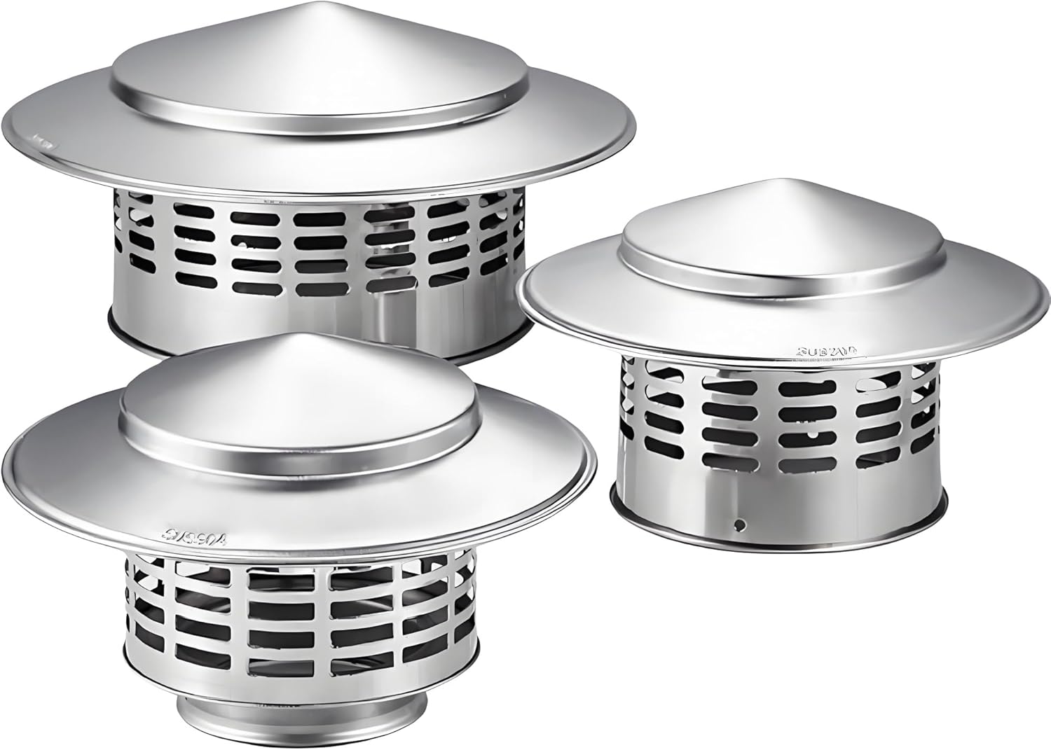 304 Stainless Steel Chimney Cap, Rain with 360° Mesh,75-300mm Round Roof Vent Cover for Wood Stove, Fireplace & Furnace Pipe(200mm/7.9in)