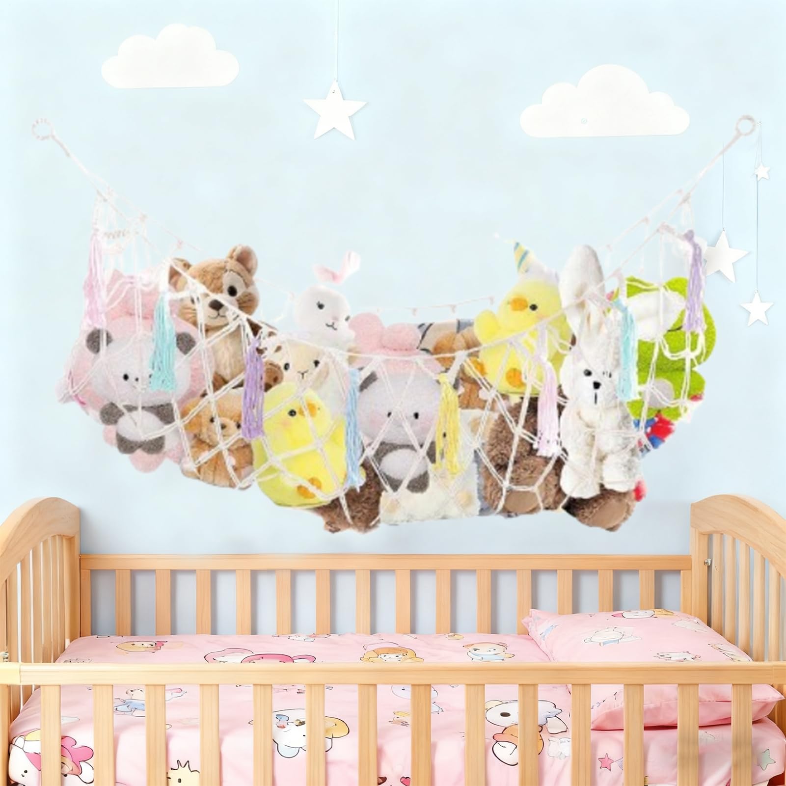 Rete Amaca Per Animali Di Peluche Resistente Grande Decorazione Stanza Porta Giocattoli Rete Maglia Organizzazione Esposizione