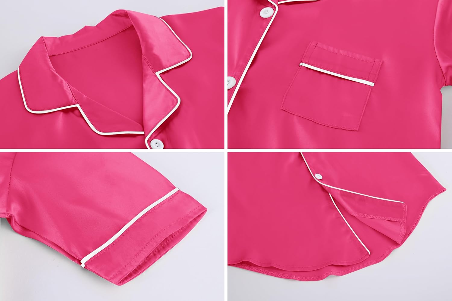 Schbbbta Girls & Women Silk Nightgown, Short Sleeve Button Down Satin Nightshirt Pajama House Dress, 3 Years- Women 2XL - Image 6