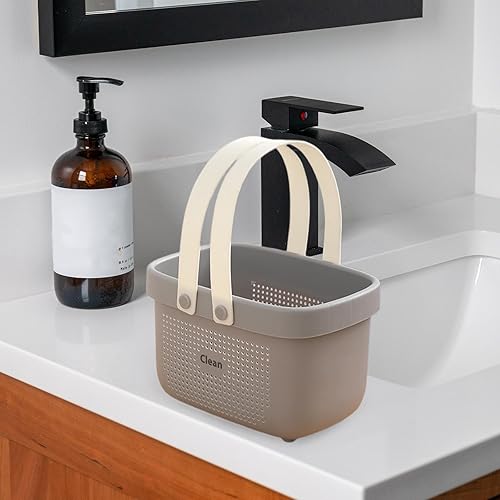 Miniatura 3 de Neceser organizador de gran capacidad, portátil, para ducha, para dormitorio, dormitorio, despensa, gimnasio, gris y blanco