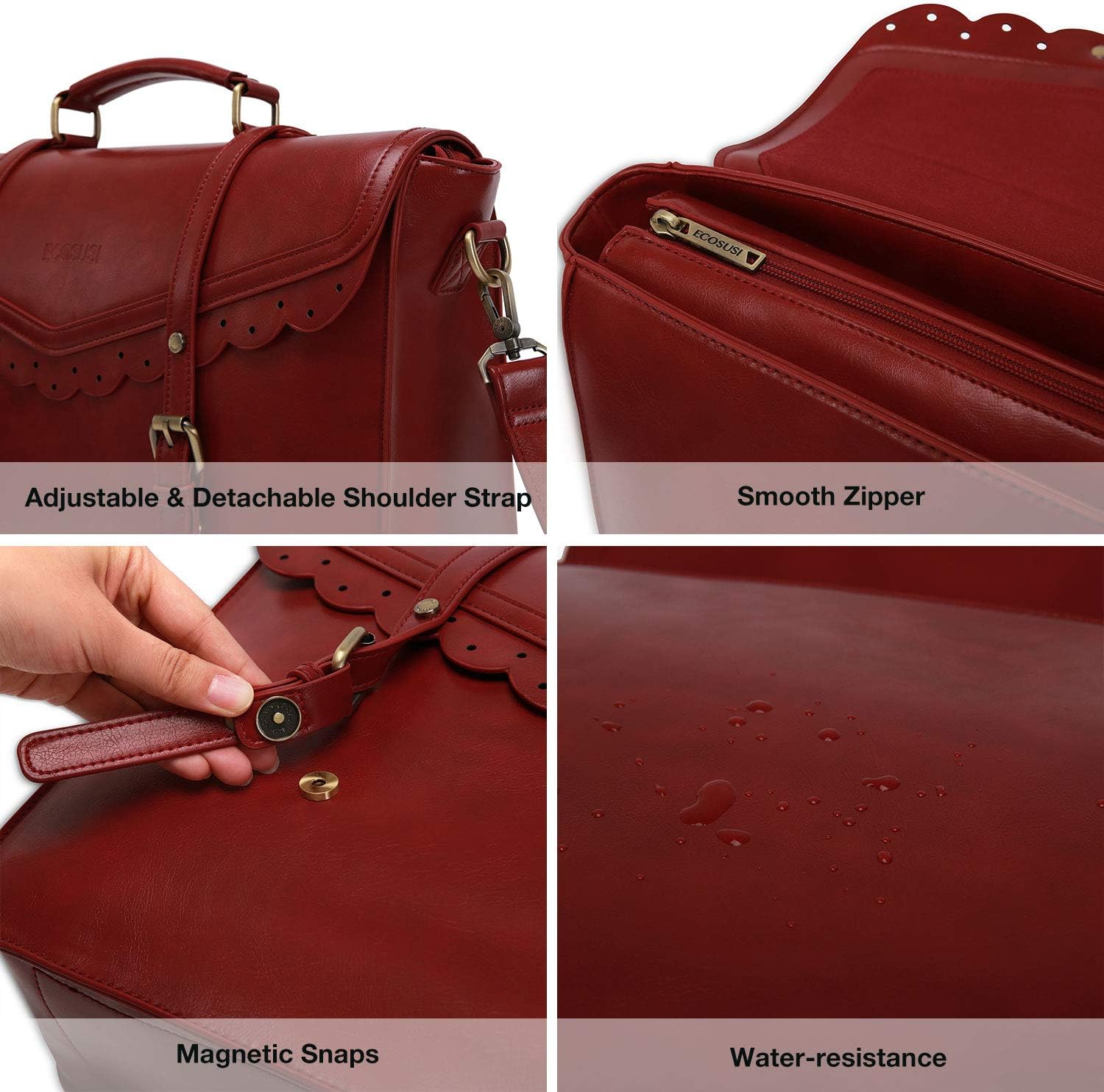 Lіmіtеd Stосk ECOSUSI Womens Briefcase Leather Messenger Laptop Work Bags for Women Fit 15.6 Laptop