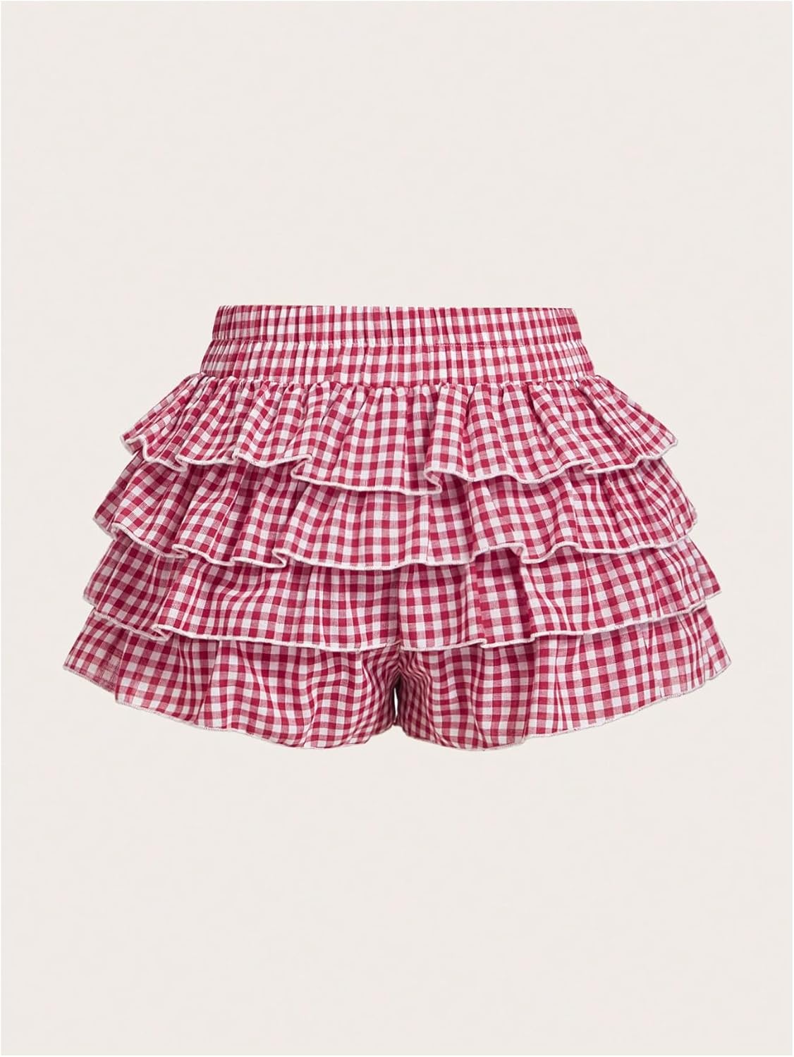 Women's Y2K Ruffle Shorts Gingham Bloomers Cute Mini Micro Shorts Rave Party Going Out Date Night Hot Pants - Image 2