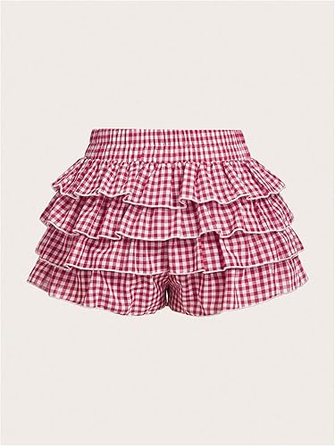 Miniatura 2 de SHENHE Pantalones cortos Y2k con volantes en capas para mujer, tiro bajo, cintura elástica, coqueta