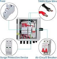 Vista 3 de Caja combinadora PV PowGrow, caja combinadora solar de metal de 4 cuerdas con fusible de corriente nominal de 15 A, dispositivo de protección contra
