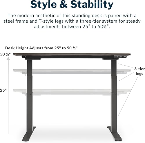 Miniatura 3 de Vari VariDesk Ergo - Escritorio de pie ajustable en altura de 54 x 26 pulgadas, escritorio eléctrico curvado de pie con borde redondeado de cascada,