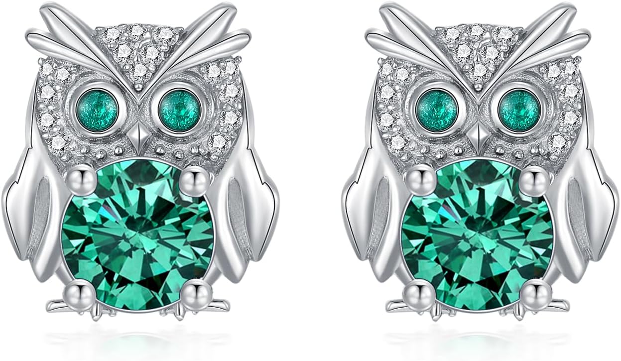 Lab-Created Emerald Stud Earrings for Women 925 Sterling Silver Jewelry Earrings for Mother Wife Her