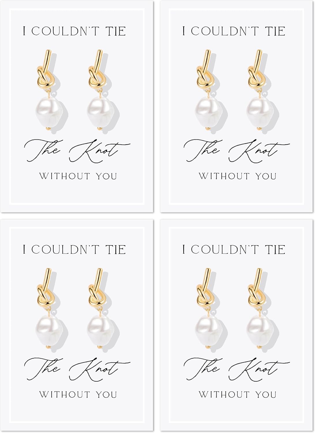 Bridesmaid Proposal Gifts Set Gold Knot Pearl Earrings for Bridesmaids Maid of Honor Matching Bridal Party Jewelry