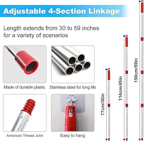 Miniatura 3 de Trapeador plano de microfibra extra grande con 4 almohadillas reutilizables para limpieza de suelos, mango de trapeador de acero inoxidable de 4