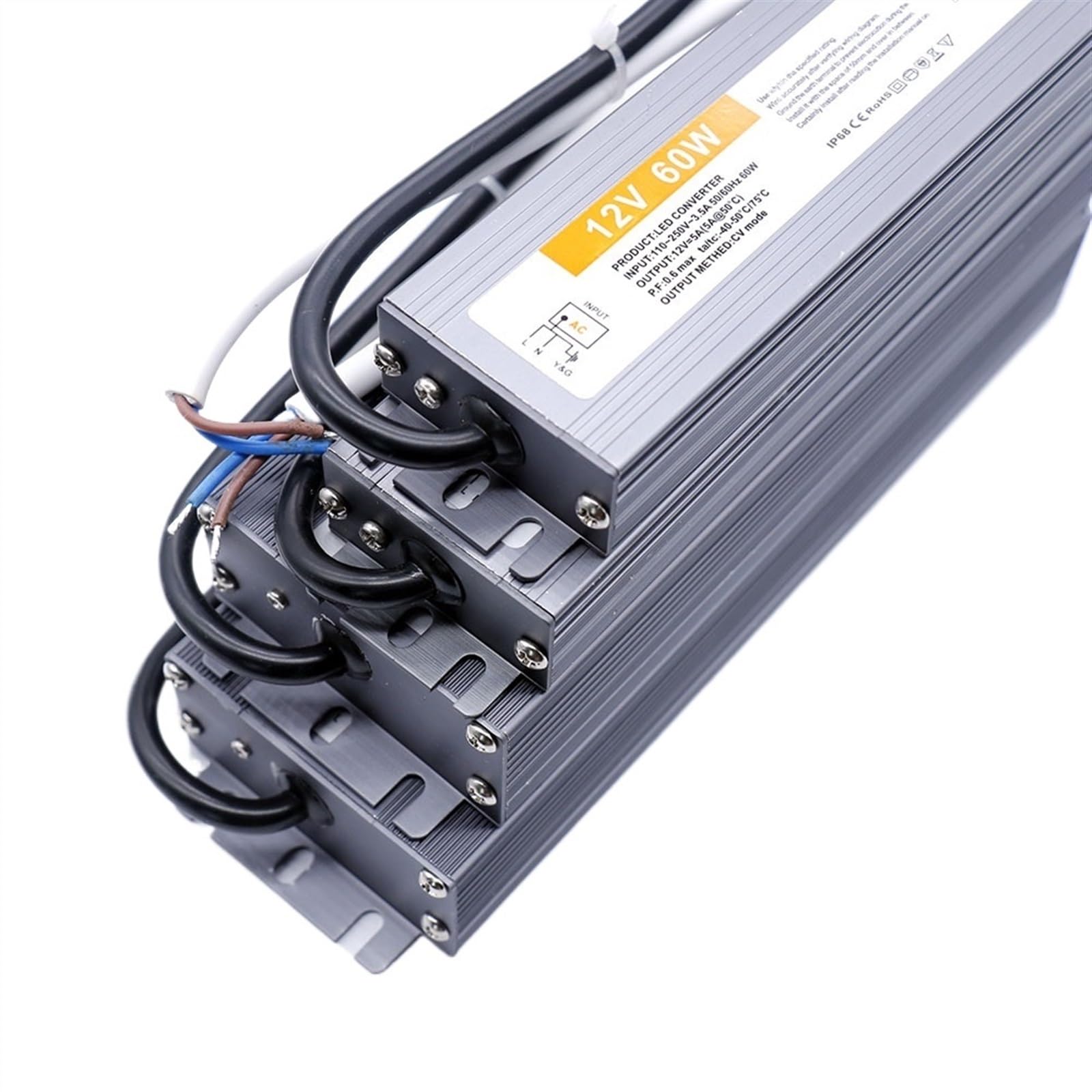 Alimentation électrique 12V, 150w, 100w, 80w, 60w, étanche IP67, Pilote LED, 110V-220V à 12v, transformateur for Ampoule d'éclairage à Bande LED(12V 60W)