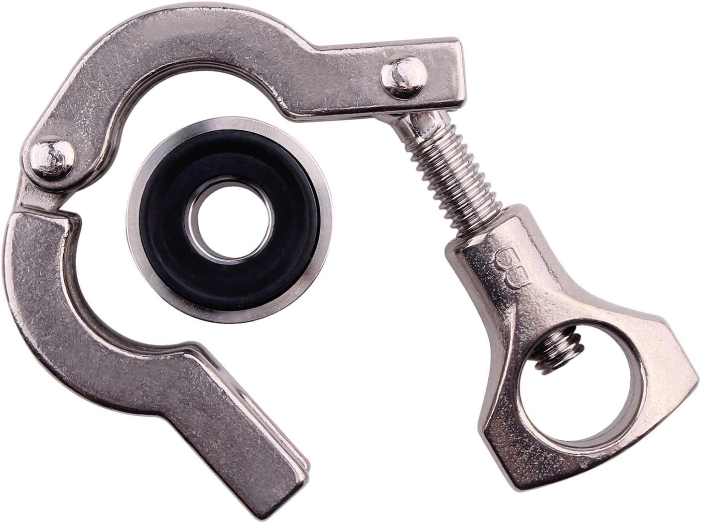 DERNORD Stainless Steel Tri-clamp (1/2 inch Tri-clover Clamp) + 2 Pcs SUS304 Sanitary Pipe Weld Ferrule + FKM Gasket (1/2 Inch)