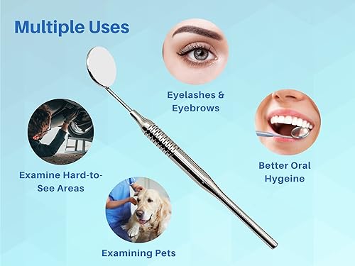 Miniatura 6 de Artman Instruments - Juego de 5 espejos dentales cromados, herramientas de mango grueso para limpieza de dientes, higiene bucal, para uso diario