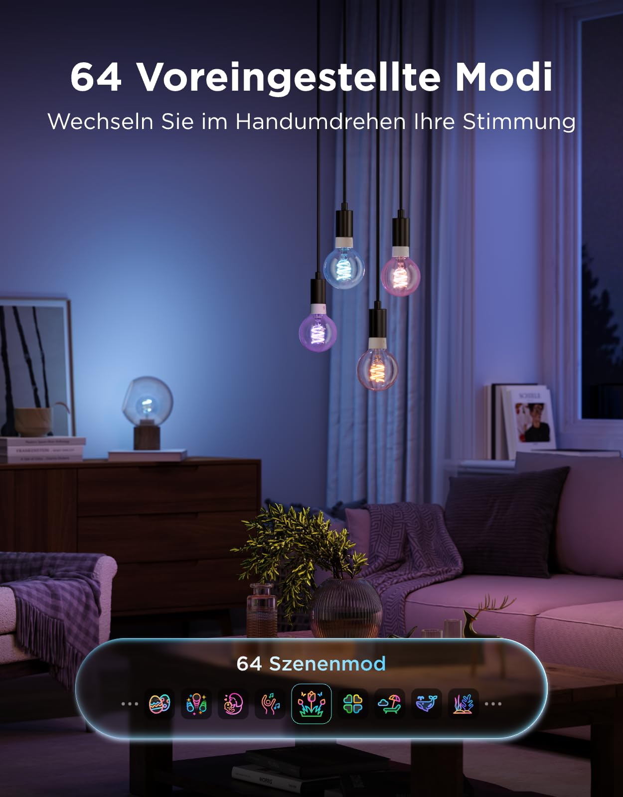 Govee Smart Edison Glühbirne E27, RGBWW Vintage LED Lampe G80, Kompatibel mit Matter, Google Assistant, Dimmbare mit COB-Lichtleiste, 16 Millionen DIY-Farben, für Restaurant und Wohnzimmer, 2 Stück