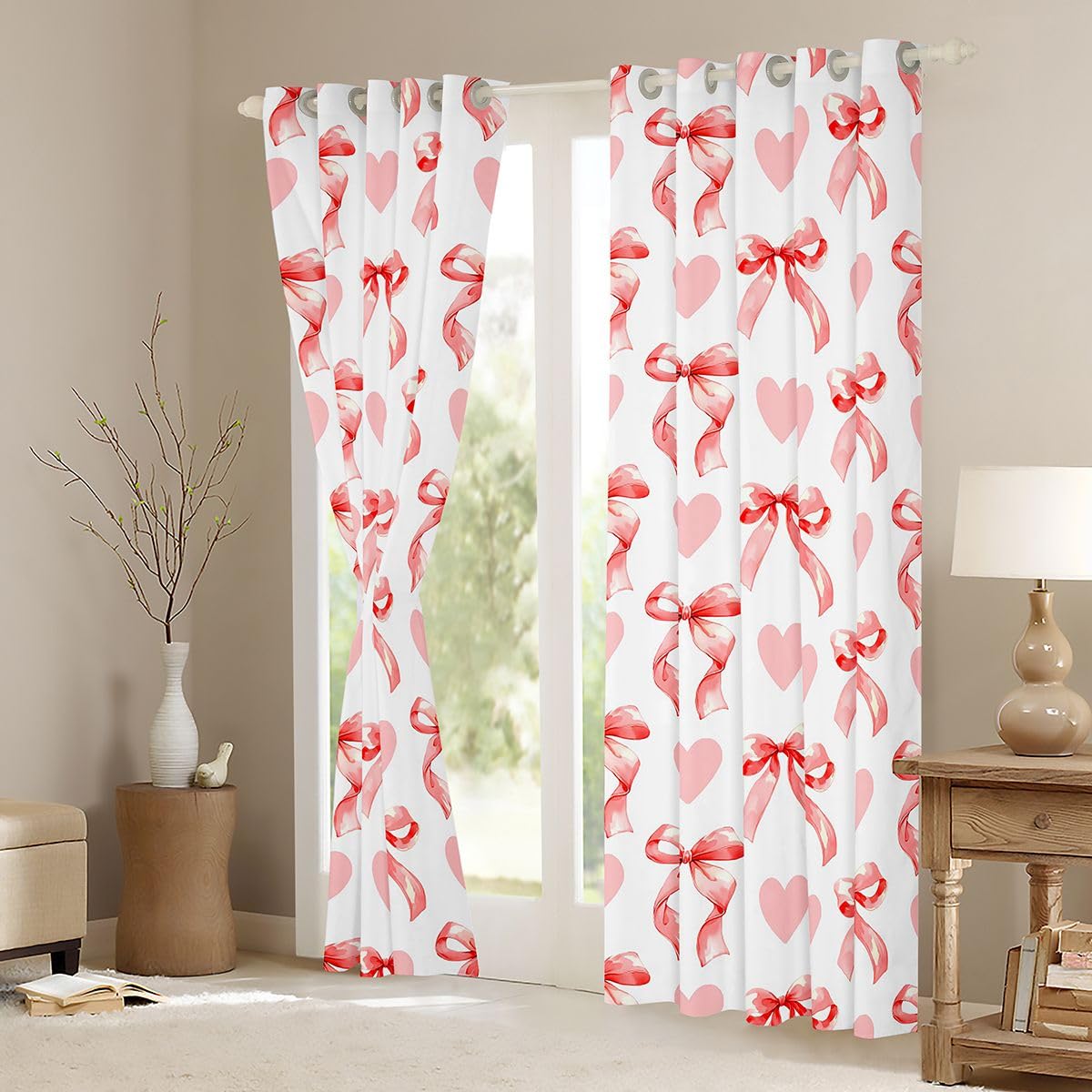 Lot de 2 rideaux de fenêtre en forme de cœur pour garçons et filles - Taille L - Motif princesse - 175 x 140 cm