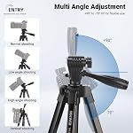 NEEWER Tripode de version de niveau d'entrée pour téléphone cellulaire & Appareil photo, Support de voyage portable léger en métal avec support de téléphone cellulaire à chaussures froides Compatible avec iPhone pour l'enregistrement vidéo, TP53