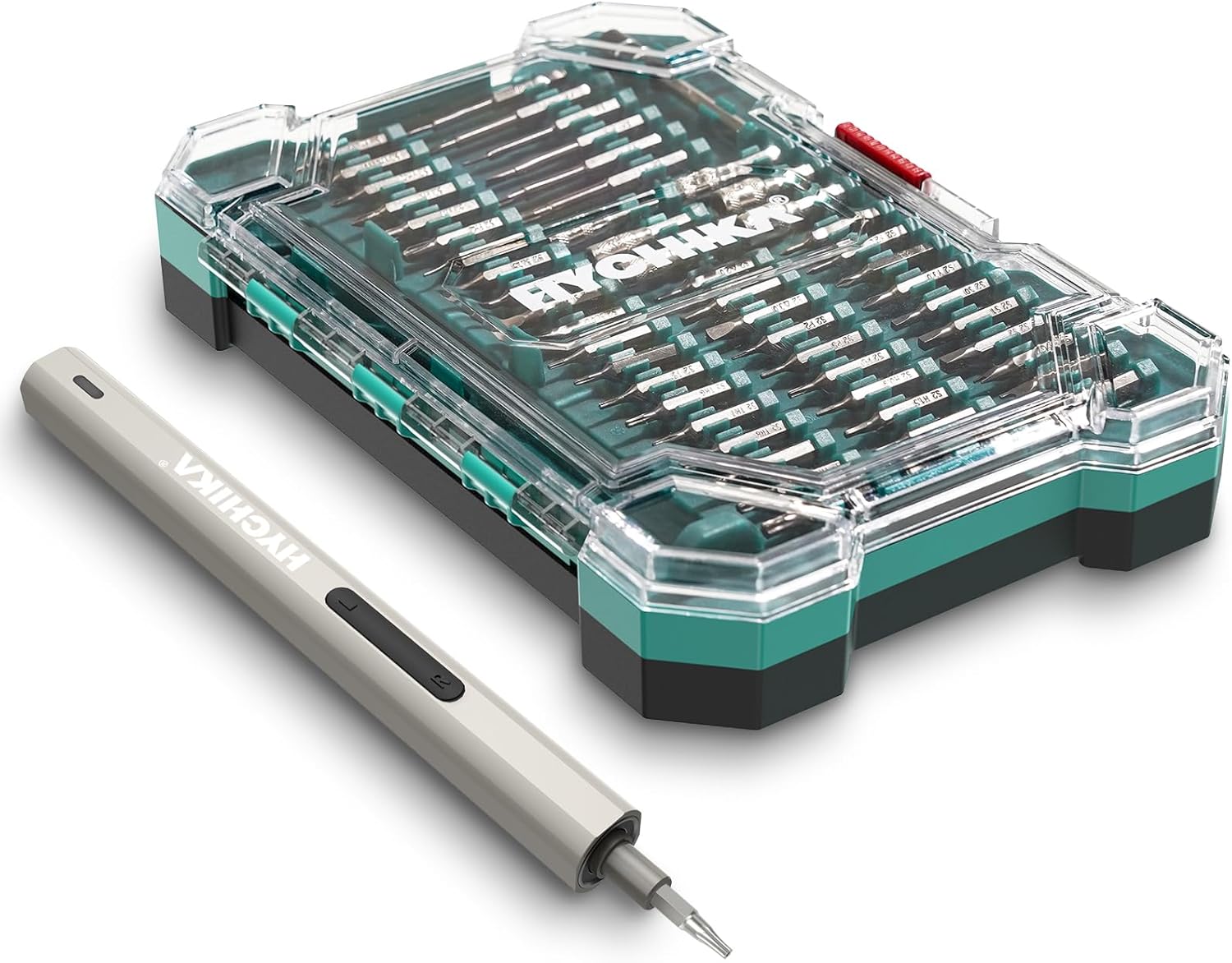 HYCHIKA Mini Electric Screwdriver,Precision Screwdriver Set with 46 Magnetic Bits, Cordless Screwdriver with LED Light, Magnetic Storage,Repair Tool Set for Phone Camera Laptop Watch