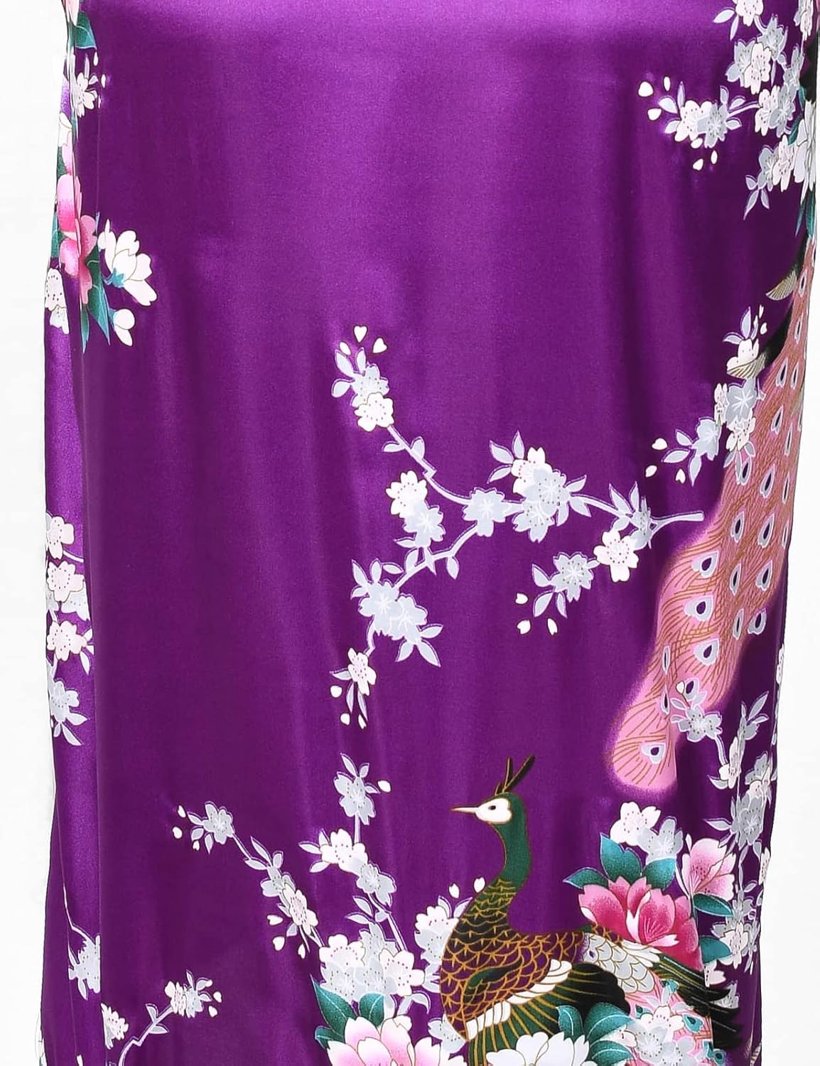 Heone Kimono Satin Peacock Printed Lightweight Cardigan Jacket Coat Yukata Cloak Bathrobe Tops folding Fans Tabi Socks Set - Image 6