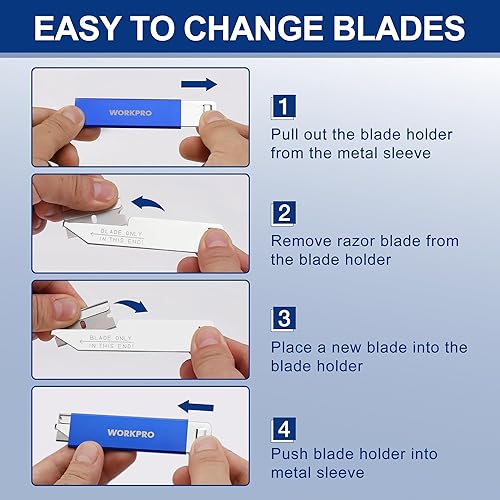 Miniatura 5 de WORKPRO Paquete de 12 cortadores de caja retráctiles, cuchillo utilitario con hoja de afeitar de un solo filo, abridor de cajas de afeitar, cortador